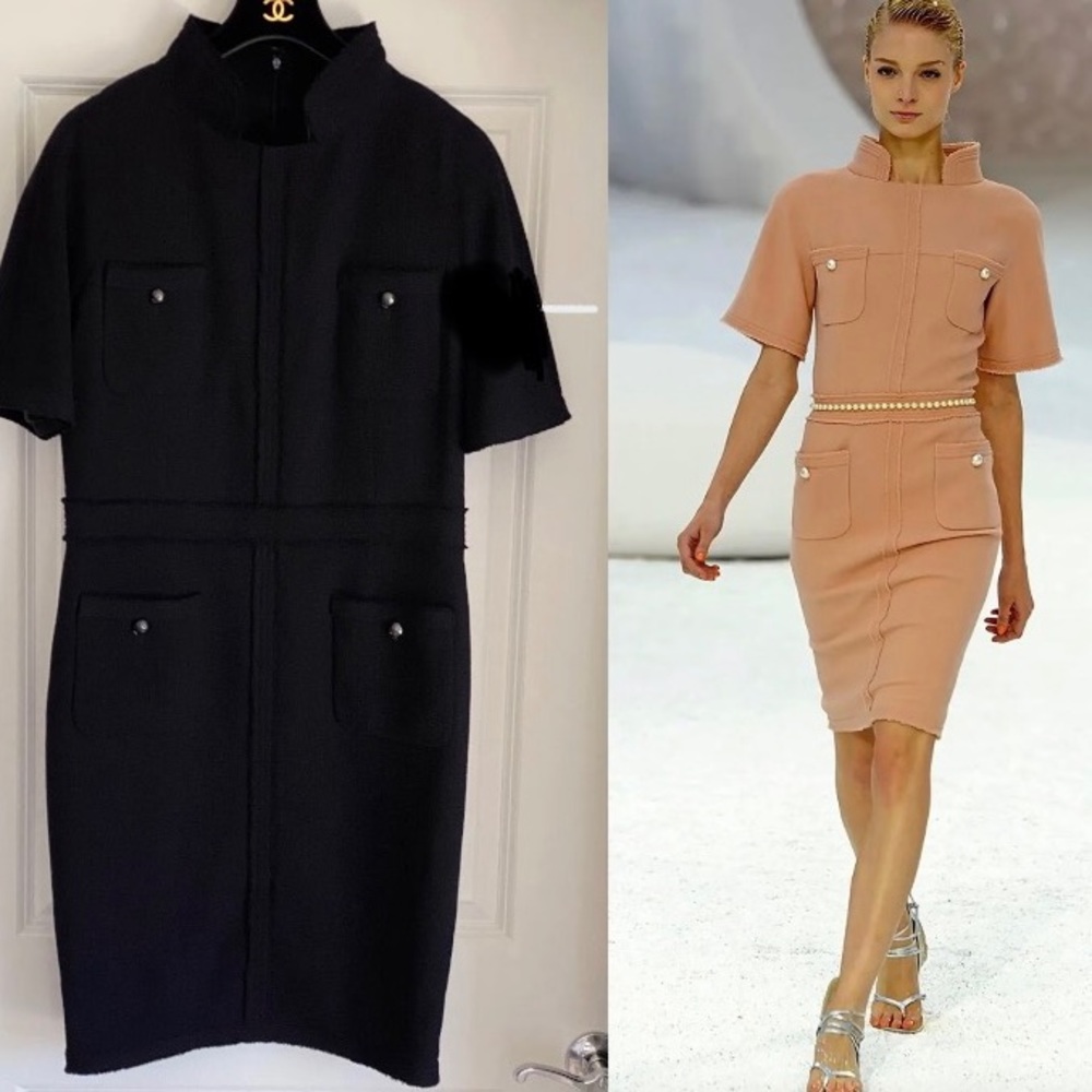 Chanel  black wool blend dress